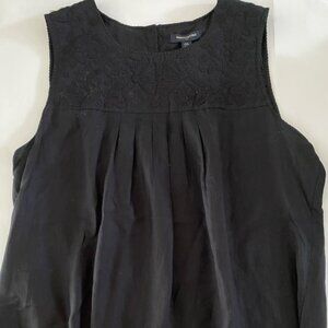 BANANA REPUBLIC black embroider top sleeveless blouse, L, NWT